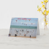 Kite Boarding Race Happy Birthday gepersonaliseerd Kaart (Gele Bloem)