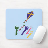 Kite en Keys Whimsical Cartoon Art Muismat (Met muis)