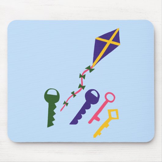 Kite en Keys Whimsical Cartoon Art Muismat (Voorkant)