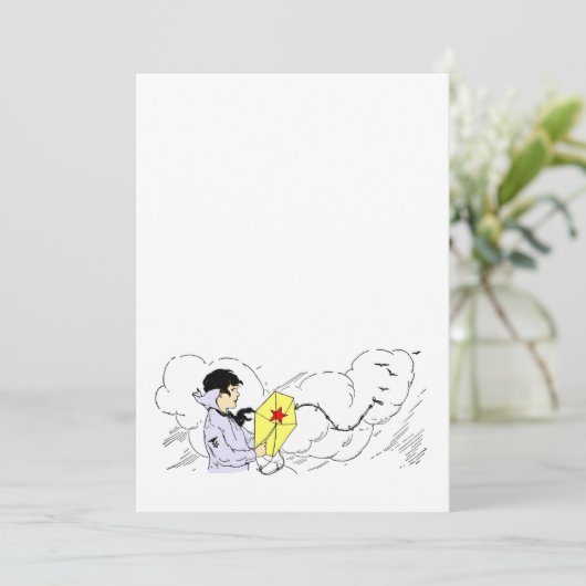 Kite en Windy Clouds Uitnodiging Sjabloon (Staand voorkant)