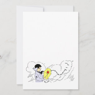 Kite en Windy Clouds Uitnodiging Sjabloon