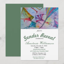 KITE FLYING BABY GENDER REVEAL ARTITY INVITATION
