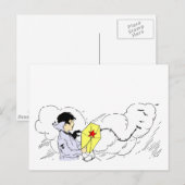 Kite Flying Boy  Art Briefkaart (Voorkant / Achterkant)