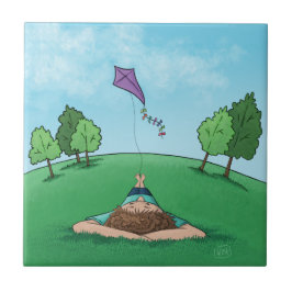 Kite Flying Ceramic Tile Tegeltje