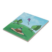 Kite Flying Ceramic Tile Tegeltje (Zijkant)
