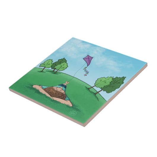 Kite Flying Ceramic Tile Tegeltje (Zijkant)