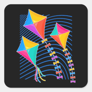 Kite Flying glider Kinder Gift Vierkante Sticker