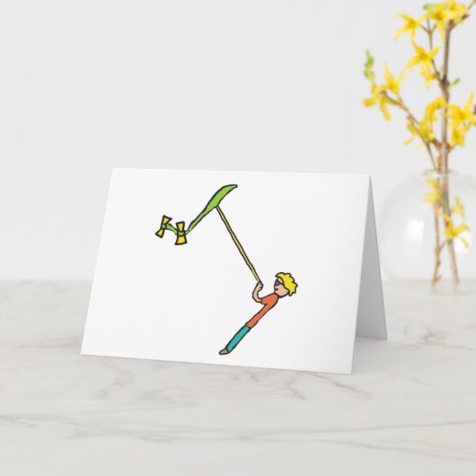 Kite Flying Kaart (Gele Bloem)