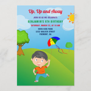 Kite Flying Kids Birthday Party Invitation Kaart