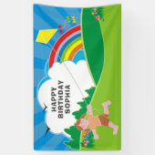 Kite Flying Kids Birthday Party Spandoek (Verticaal)