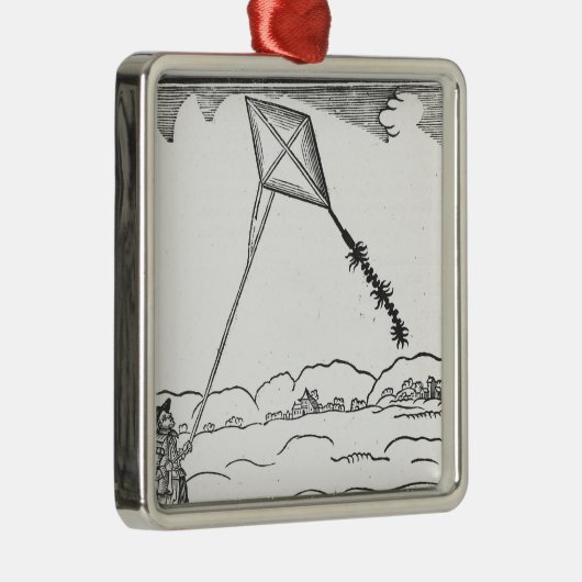 Kite Flying Metalen Ornament (Rechts)