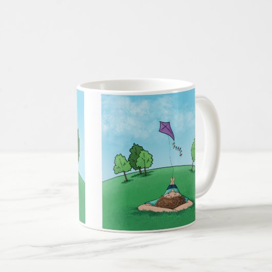 Kite Flying ontwerp Koffie Mok (Voorkant rechts)