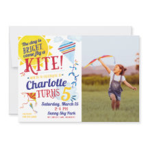 Kite Flying Photo Birthday Invitation