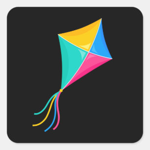 Kite Flying Stunt Kite Gift Vierkante Sticker