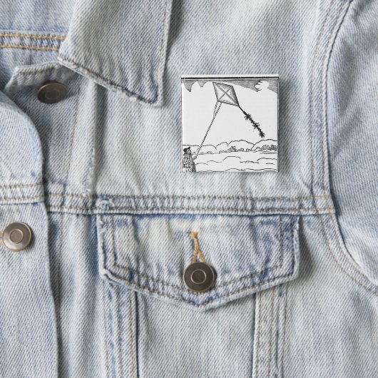 Kite Flying Vierkante Button 5,1 Cm (In situ)