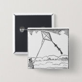 Kite Flying Vierkante Button 5,1 Cm (Voorkant /achterkant)