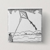 Kite Flying Vierkante Button 5,1 Cm (Voorkant)