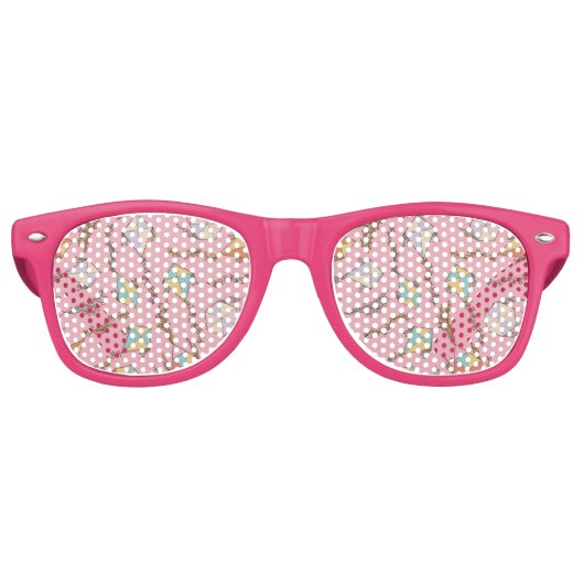 Kite iconen patroon roze retro zonnebril (Voorkant)