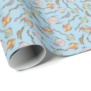 Kite Icons Patroon Lichtblauw Cadeaupapier