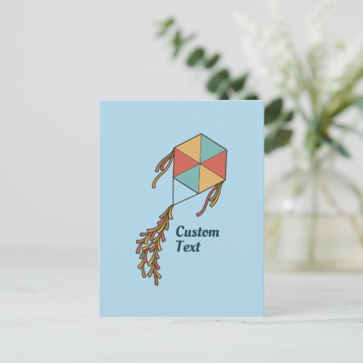 Kite Pictogram Lichtblauw Briefkaart (Staand voorkant)