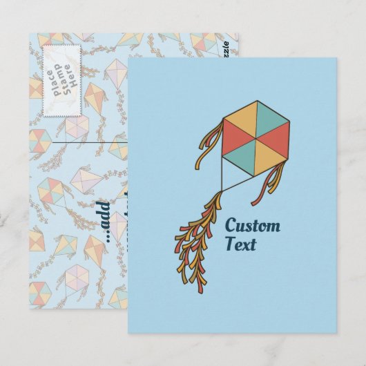 Kite Pictogram Lichtblauw Briefkaart (Voorkant / Achterkant)