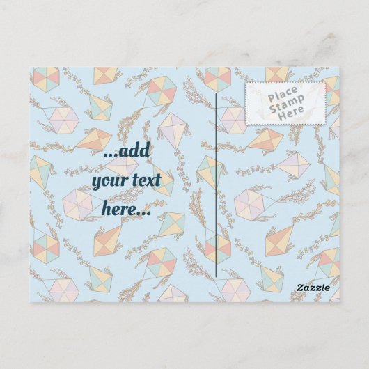 Kite Pictogram Lichtblauw Briefkaart (Achterkant)