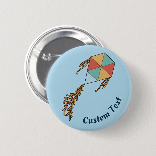 Kite Pictogram Lichtblauw Ronde Button 5,7 Cm (Voorkant /achterkant)