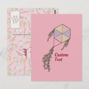 Kite-pictogram roze briefkaart
