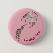 Kite-pictogram roze ronde button 5,7 cm (Voorkant)