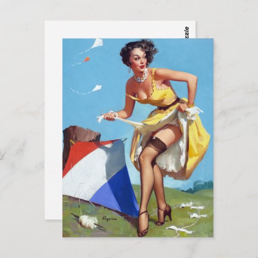 Kite Pin Up Briefkaart (Voorkant / Achterkant)