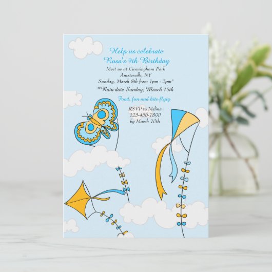 Kite Sky Uitnodiging (Staand voorkant)