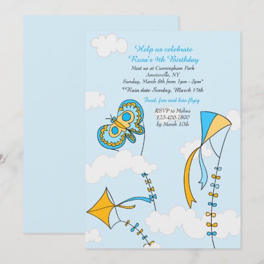 Kite Sky Uitnodiging (Voorkant / Achterkant)