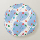 Kite Summer Doodles Pattern Rond Kussen (Achterkant)