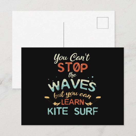Kite Surf Kitesurfing Stop Waves Surf Windsurfing Briefkaart (Voorkant / Achterkant)