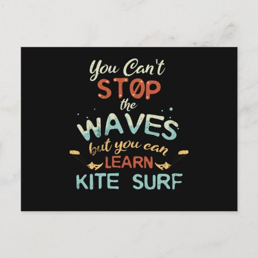 Kite Surf Kitesurfing Stop Waves Surf Windsurfing Briefkaart (Voorkant)
