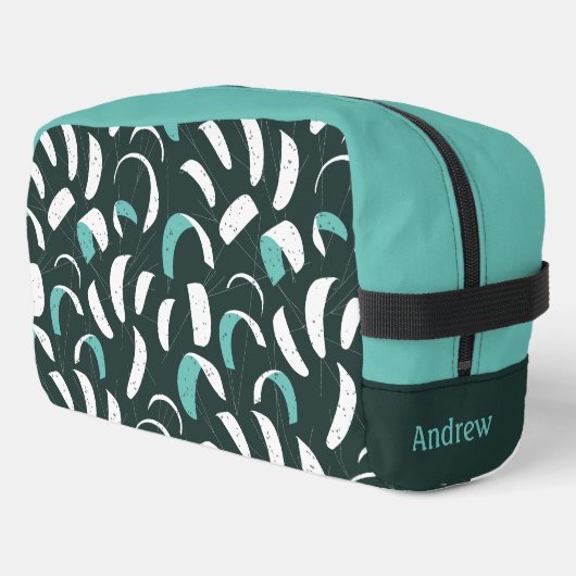 Kite Surfen Cool Blauw Persoonlijk Monogram Toilettasje (Linkerhoek)