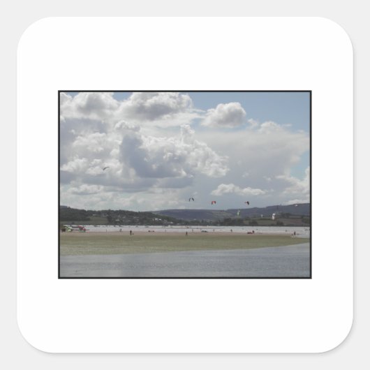 Kite surfen. vierkante sticker (Voorkant)