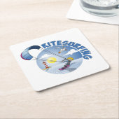 Kite surfing blue illustration. kartonnen onderzetters (Schuin)