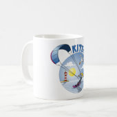 Kite surfing blue illustration koffiemok (Voorkant links)