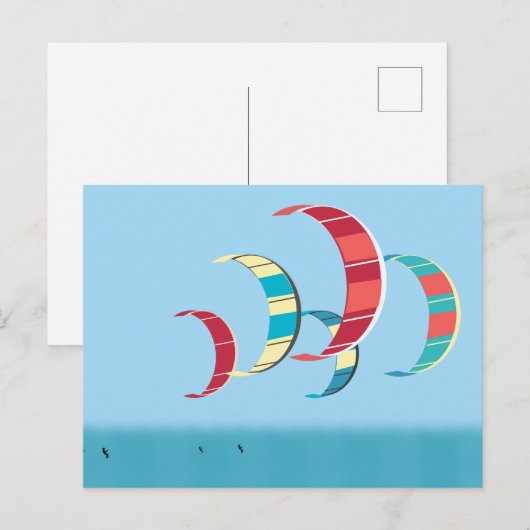 Kite Surfing Briefkaart (Voorkant / Achterkant)