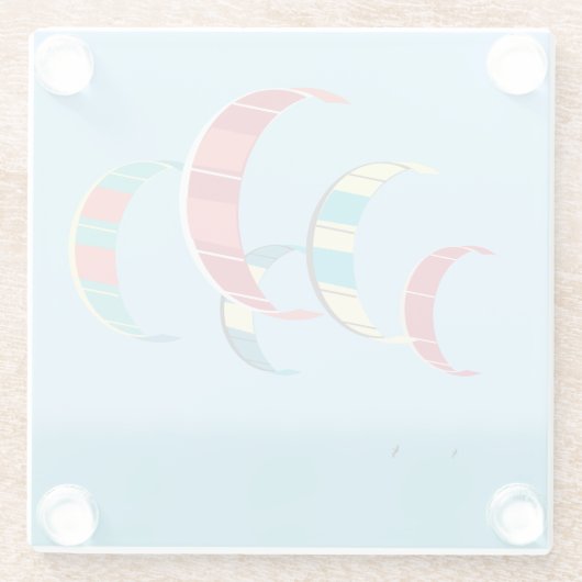 Kite Surfing Glazen Onderzetter (Achterkant)