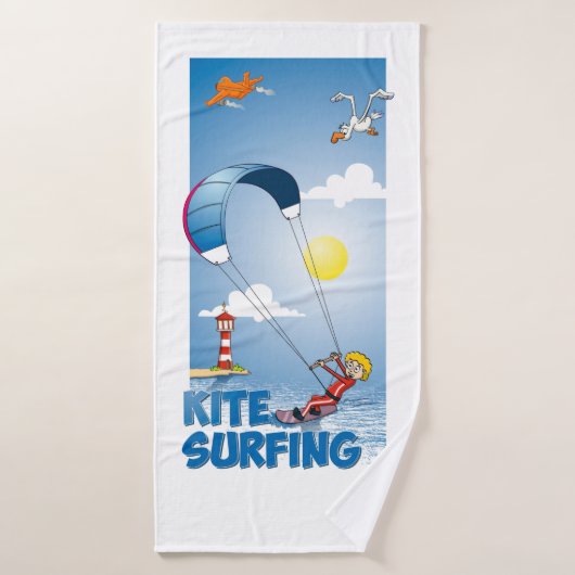 Kite surfing illustratie badhanddoek (Badhanddoek)
