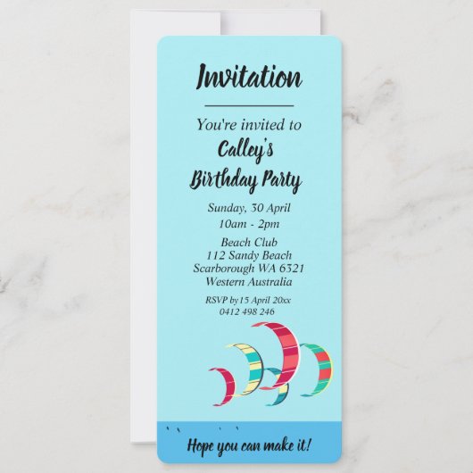 Kite Surfing Kaart (Voorkant)