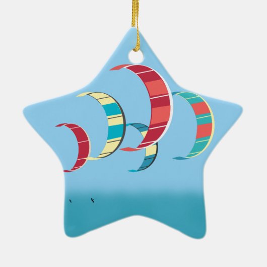 Kite Surfing Keramisch Ornament (Achterkant)
