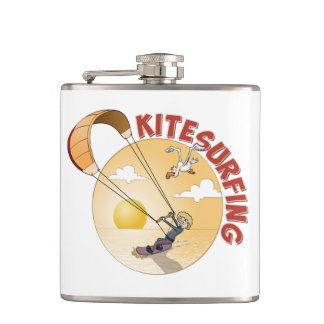 Kite surfing oranje illustratie. heupfles