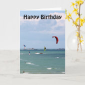Kite Surfing Race Happy Birthday Kaart (Gele Bloem)