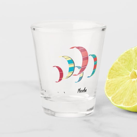 Kite Surfing Shot Glass met vakmanschap Glas (Voorkant)