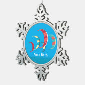 Kite Surfing Snowflake Pewter-kerstversiering Tin Sneeuwvlok Ornament (Rechts)