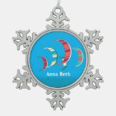 Kite Surfing Snowflake Pewter-kerstversiering Tin Sneeuwvlok Ornament (Voorkant)