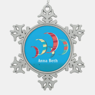 Kite Surfing Snowflake Pewter-kerstversiering Tin Sneeuwvlok Ornament
